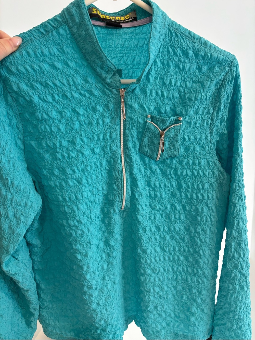 jamie sadock Teal Textured Quarter-Zip Pullover